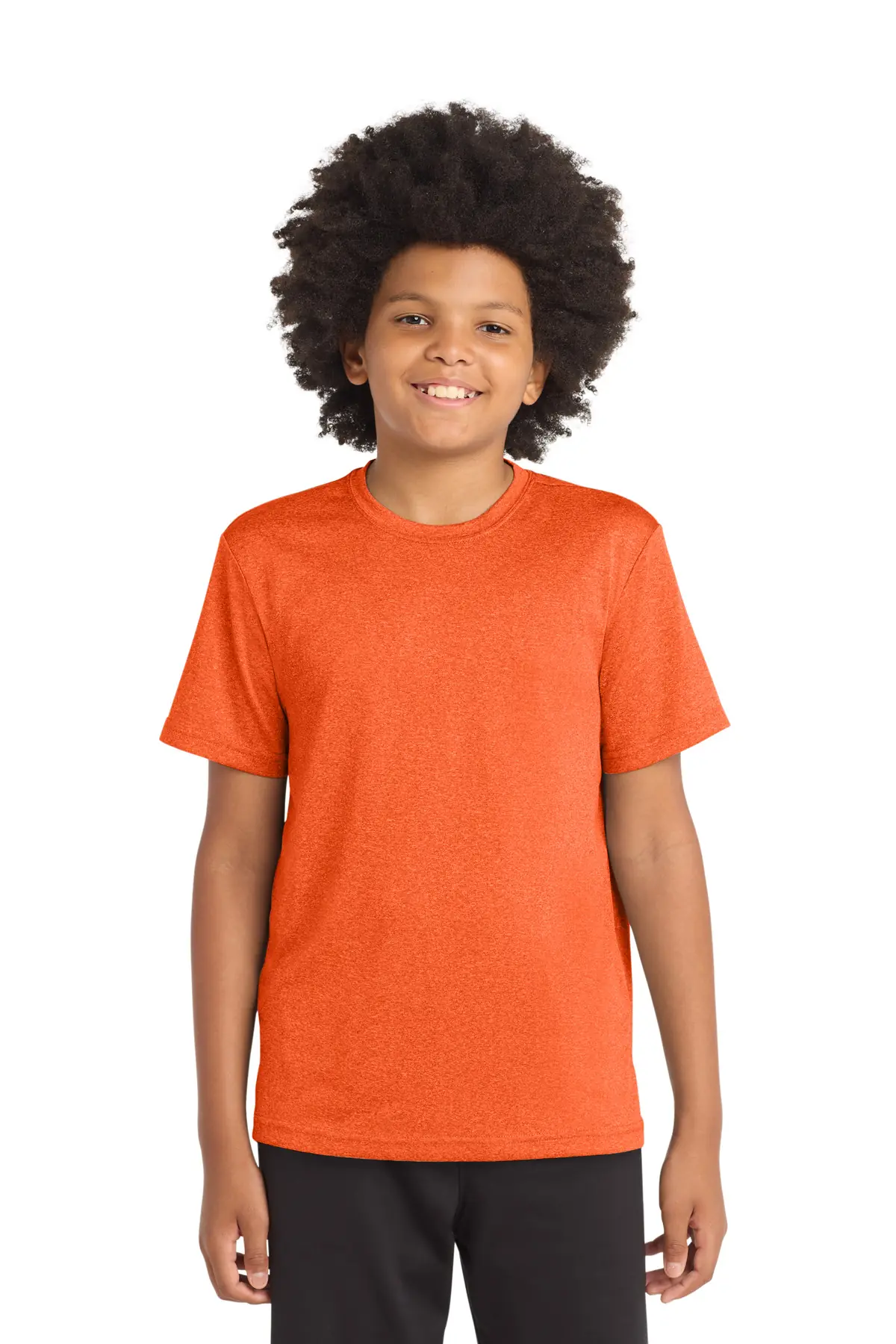 Sport-Tek Youth Heather Contender Tee. in Deep Orange Heather