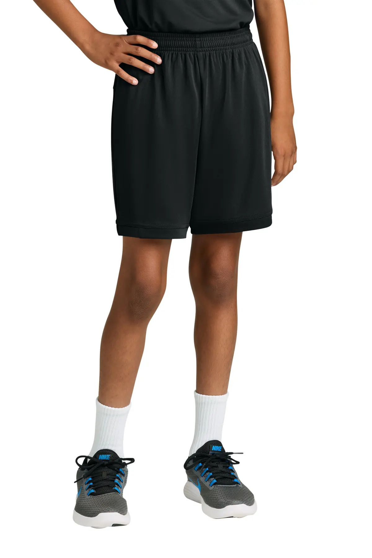 Sport-Tek Youth Club 5 Short in Black/ Black