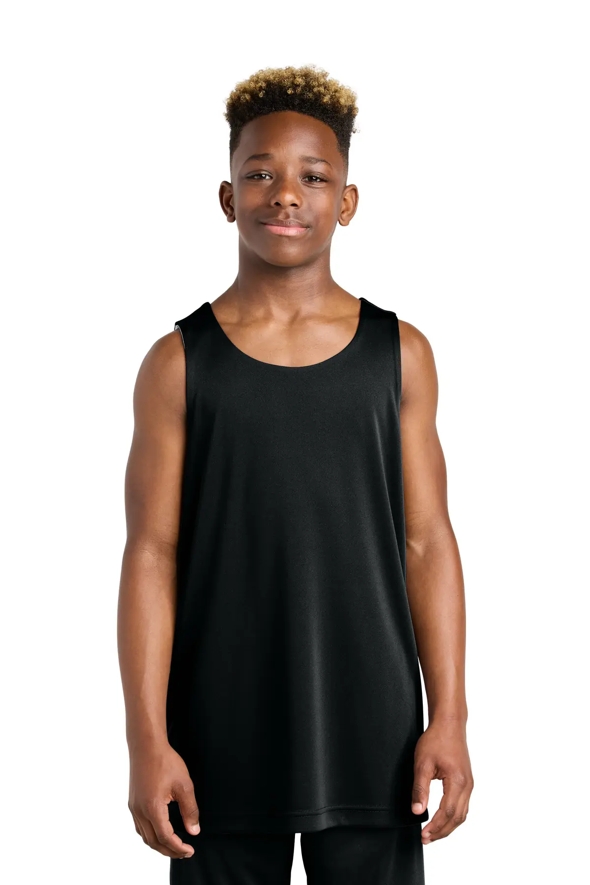 Sport-Tek Youth PosiCharge Competitor Rev Tank in Black/ White