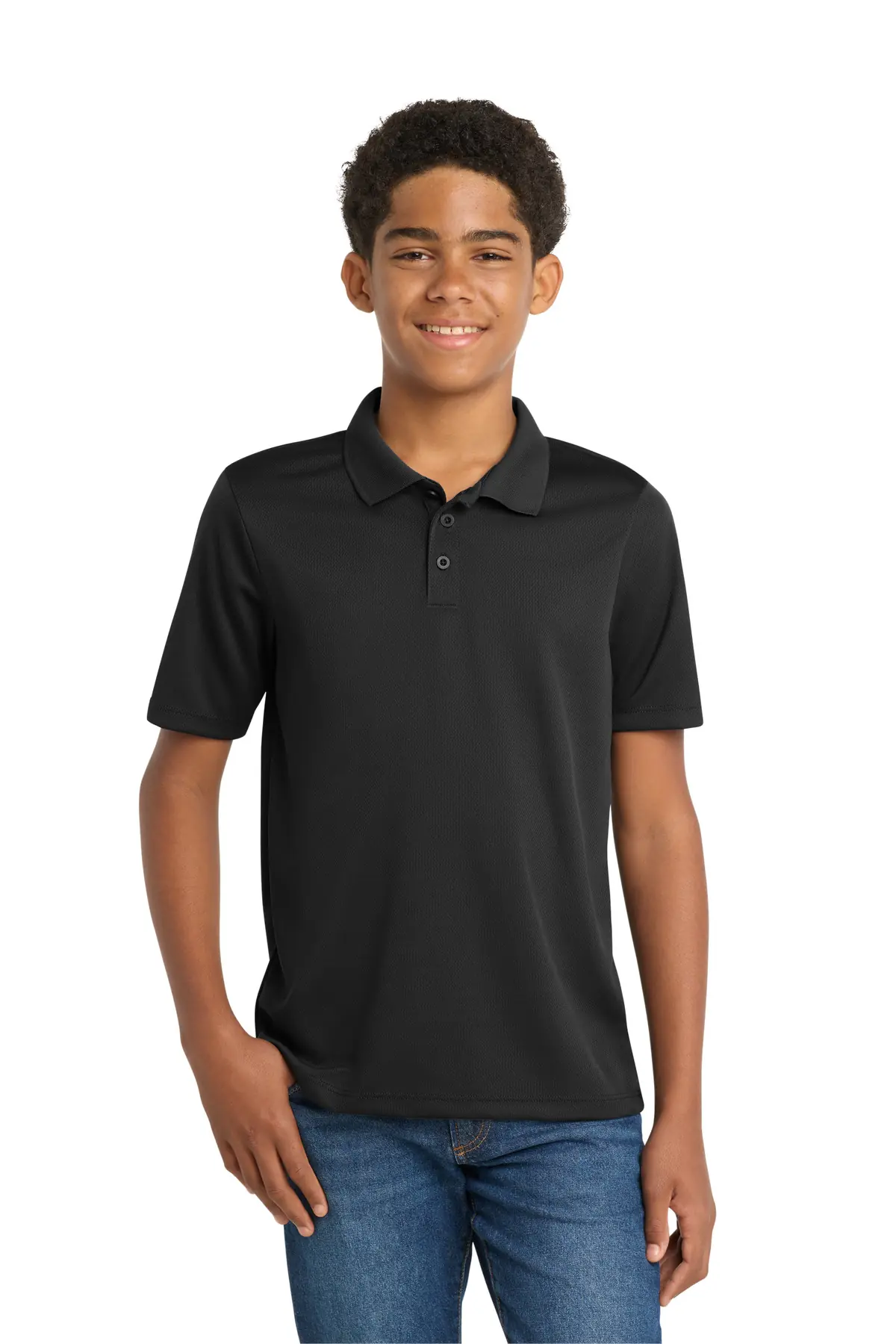 Sport-Tek Youth PosiCharge RacerMesh Polo. in Black