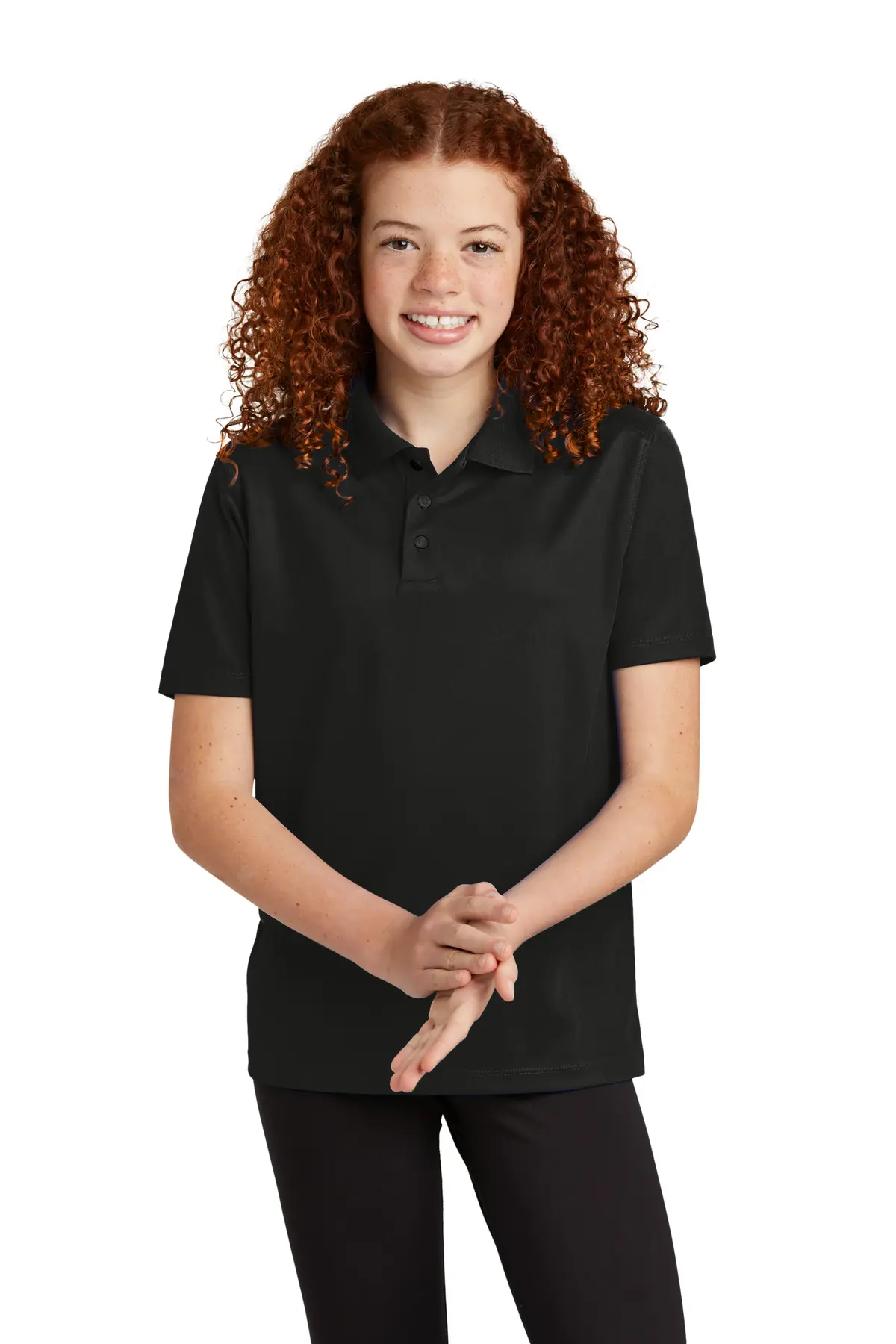 Sport-Tek Youth UV Micropique Polo in Black