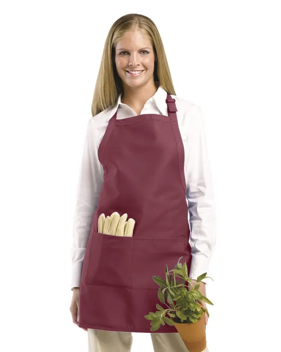 Full Width Apron with Pockets in Maroon