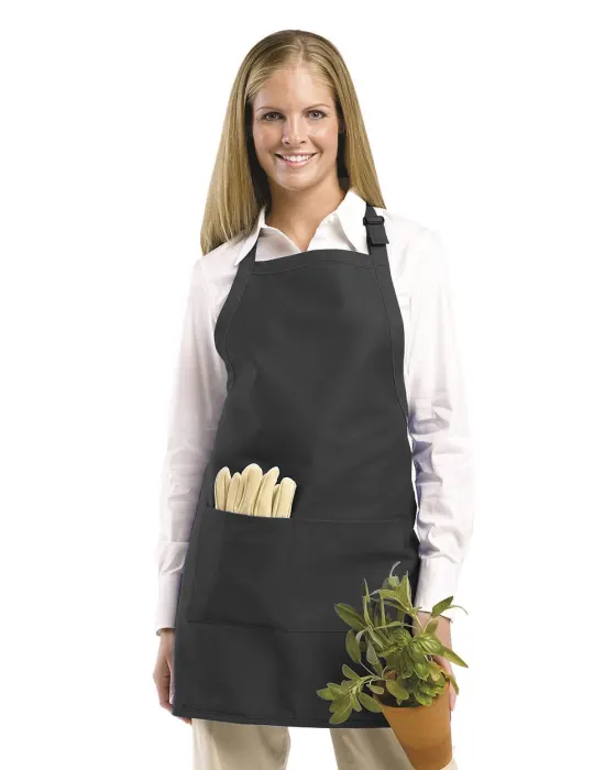 Full Width Apron with Pockets in White