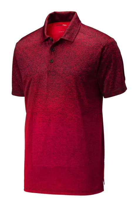 Ombre Heather Polo in Deep Red/ Black