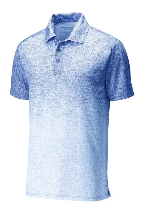 Ombre Heather Polo in White/ True Royal