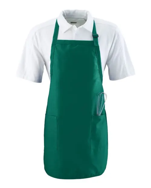 Full Length Apron with Pockets in Dark Green