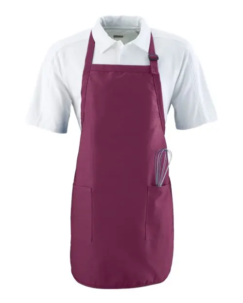 Full Length Apron with Pockets in Maroon