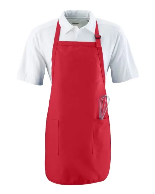 Full Length Apron with Pockets in Red