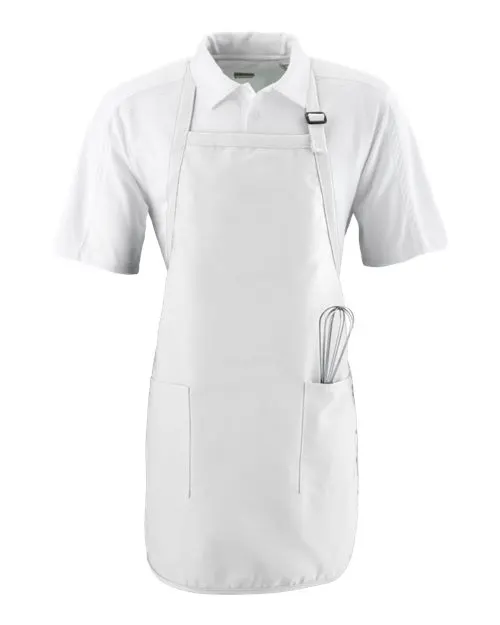 Full Length Apron with Pockets in White